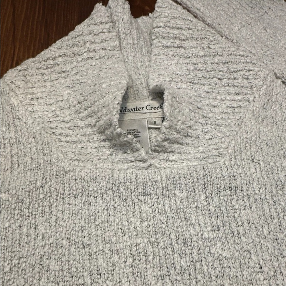 Coldwater Creek Boucle Shawl Collar Sweater Long Sleeve Size S Lt Gray Melange - Picture 3 of 8
